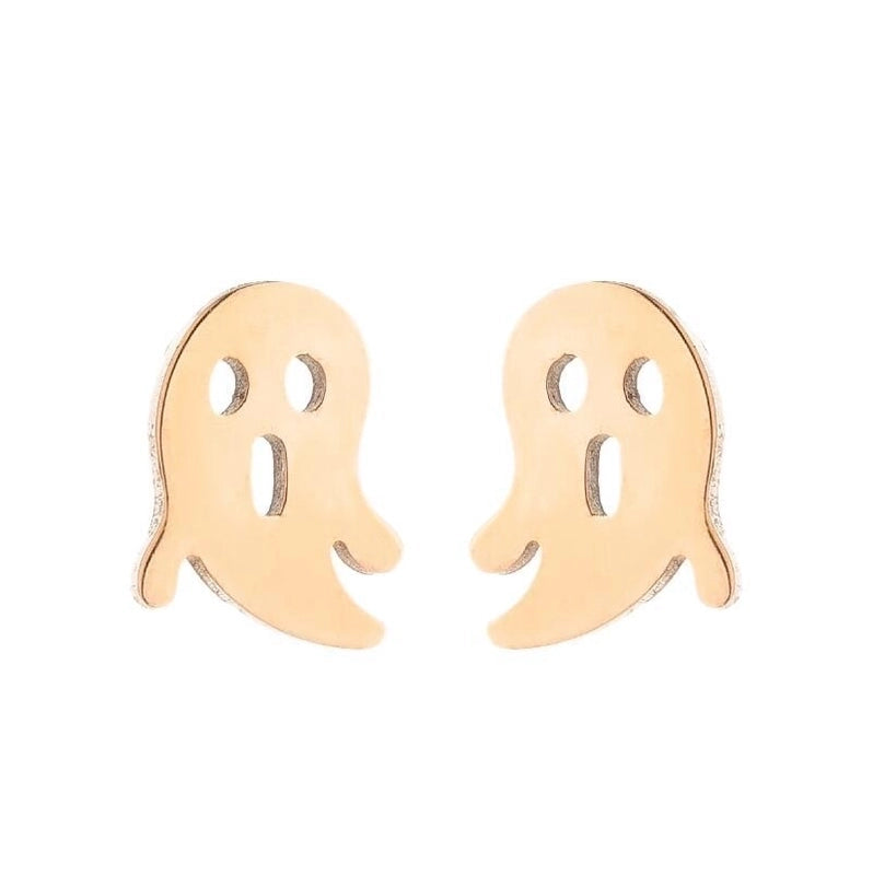 Minimalist Animal Stainless Steel Plating Hollow Out Ear Studs 1 Pair