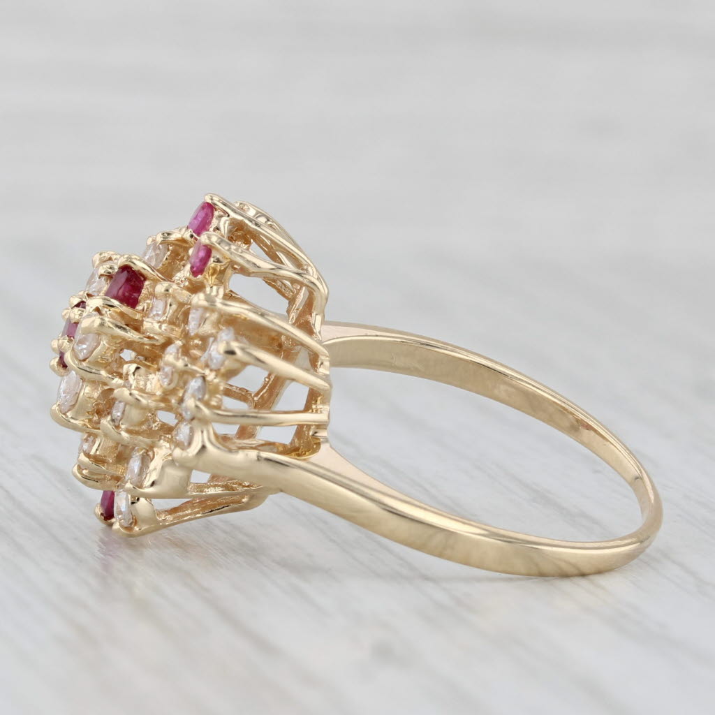 1.30ctw Diamond Ruby Cluster Butterfly Ring 14k Yellow Gold Size 7.5 Cocktail
