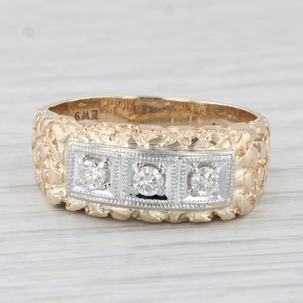 0.25ctw Diamond Men's Ring 10k Yellow Gold Size 10.25 Wedding Band