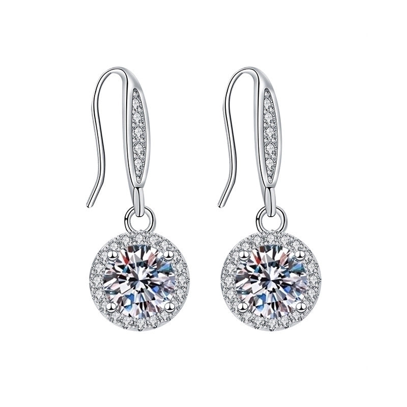 1 Pair Sweet Minimalist Round Heart Shape Bow Knot Plating Inlay Copper Zircon Silver Plated Drop Earrings