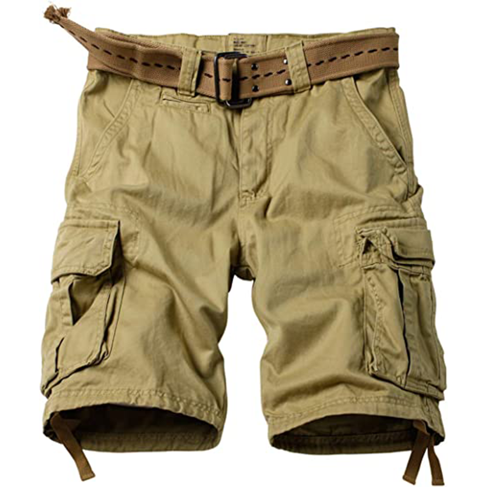 7-pack Men's Cargo Shorts Relaxed Fit Camo Short Outdoor Multi-Pocket Cotton Work Casual Shorts with Belt
