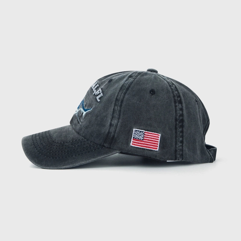 Fashion Baseball Caps Cartoon Washed And Old Embroidered Shark Caps