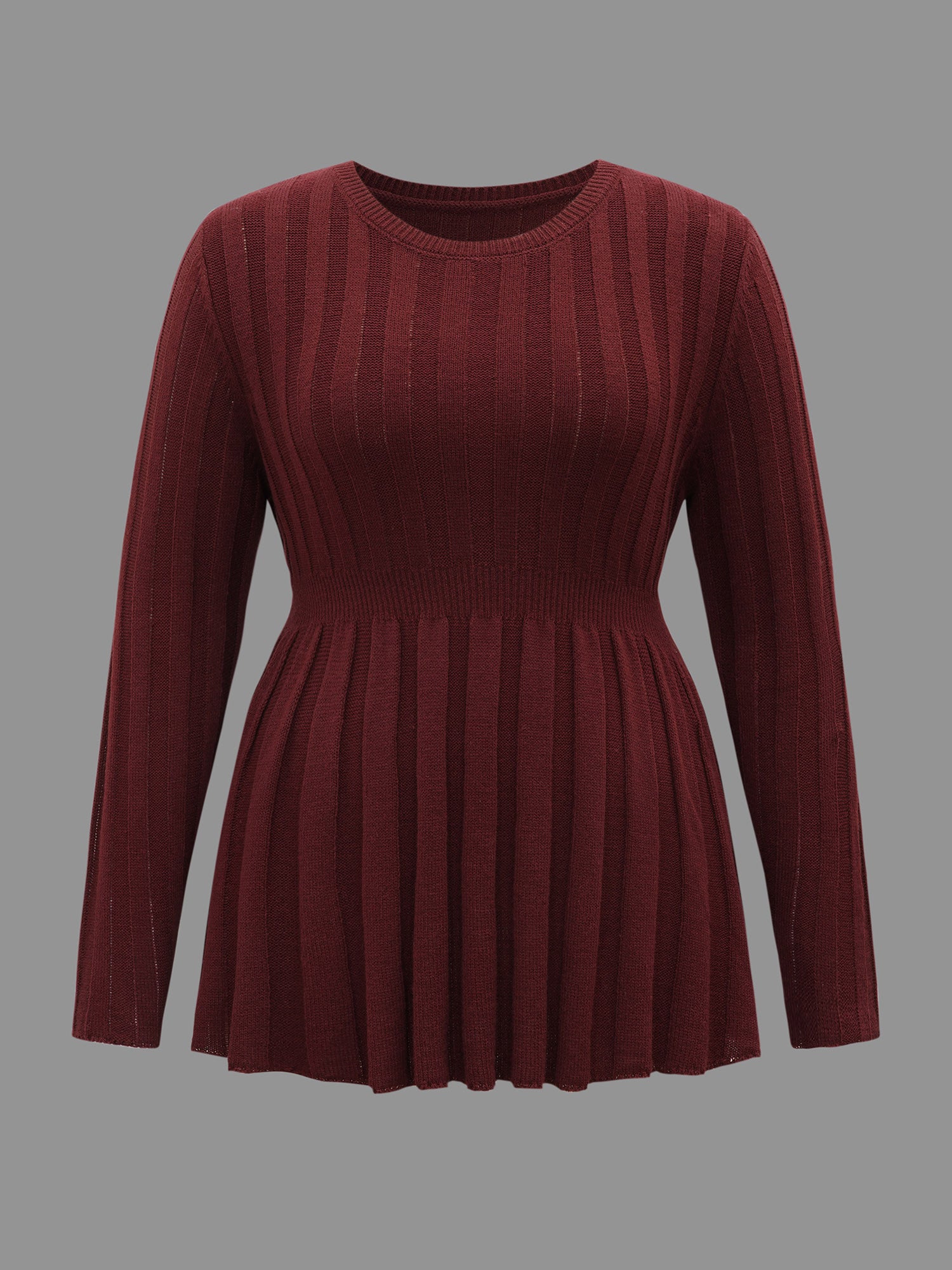 Plain Cable Knit Pleated Texture Pullover