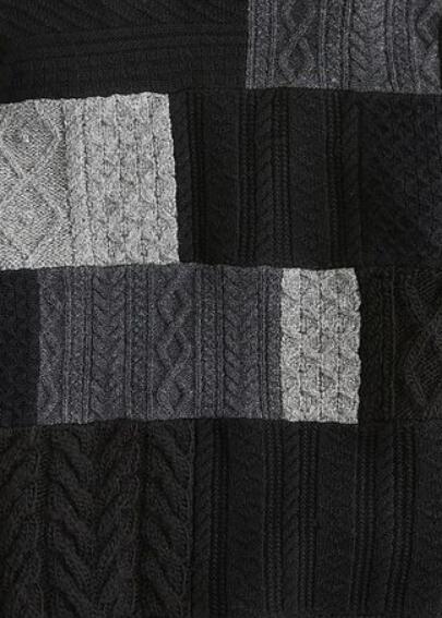 Men's Patchwork Cable Plaid Button-Down Pullover