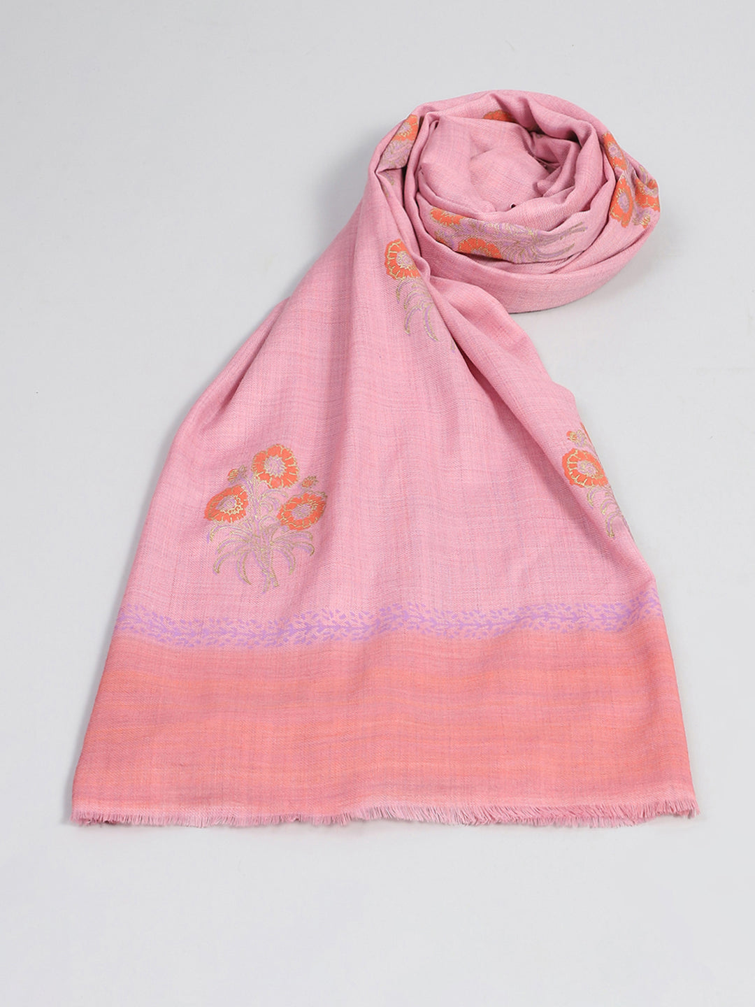 Women Peach Self Design Shawl