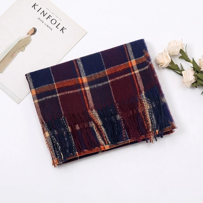Women's Minimalist Classic Style Color Block Imitation Cashmere Scarf