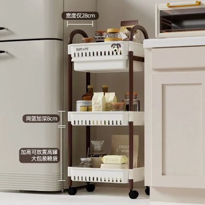 Home Storage Shelf Storage Trolley With Movable Pulley Kitchen Islands With Carts