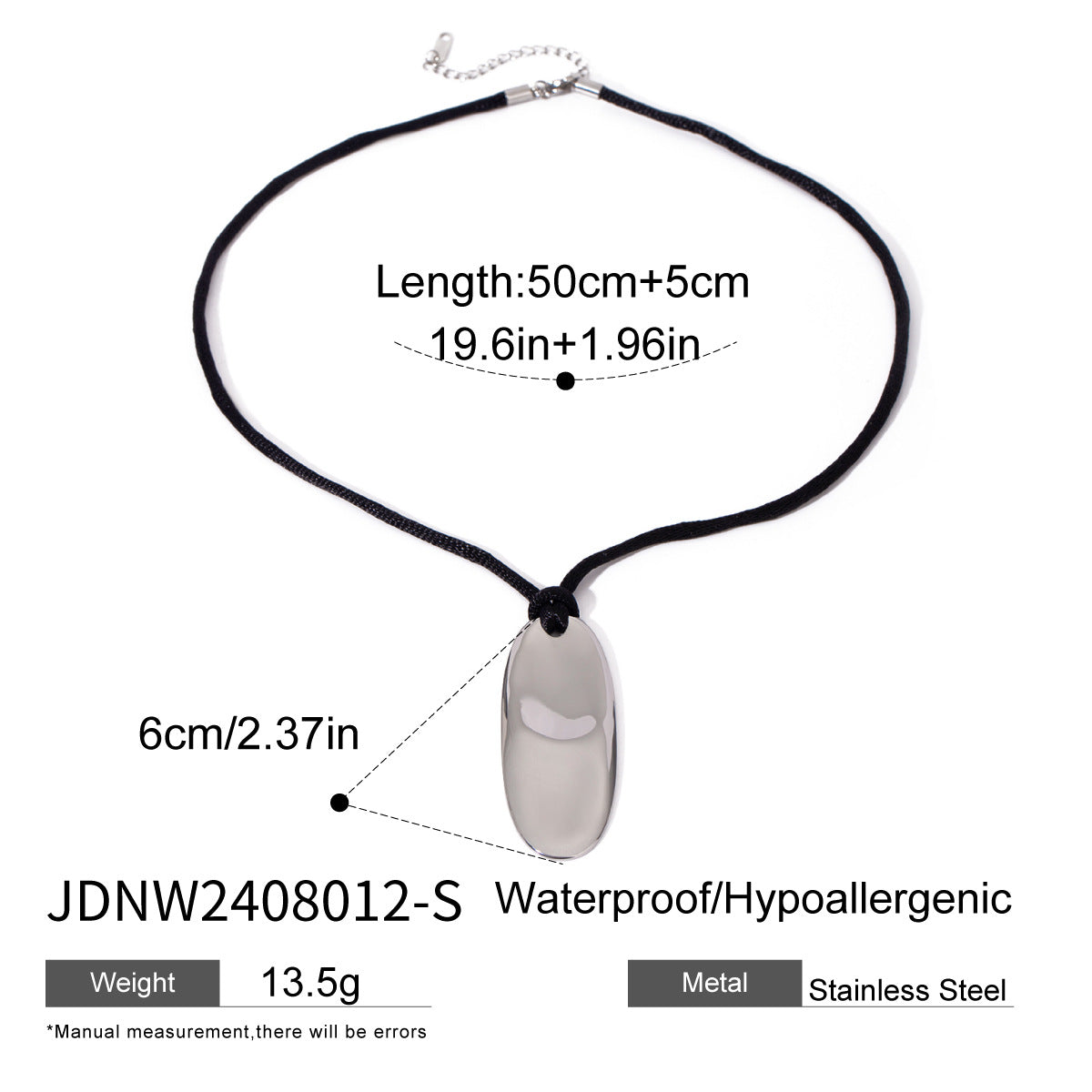Jie Ding Black Rope Titanium Steel Necklace Niche Design Clavicle Chain Hot Style Stainless Steel