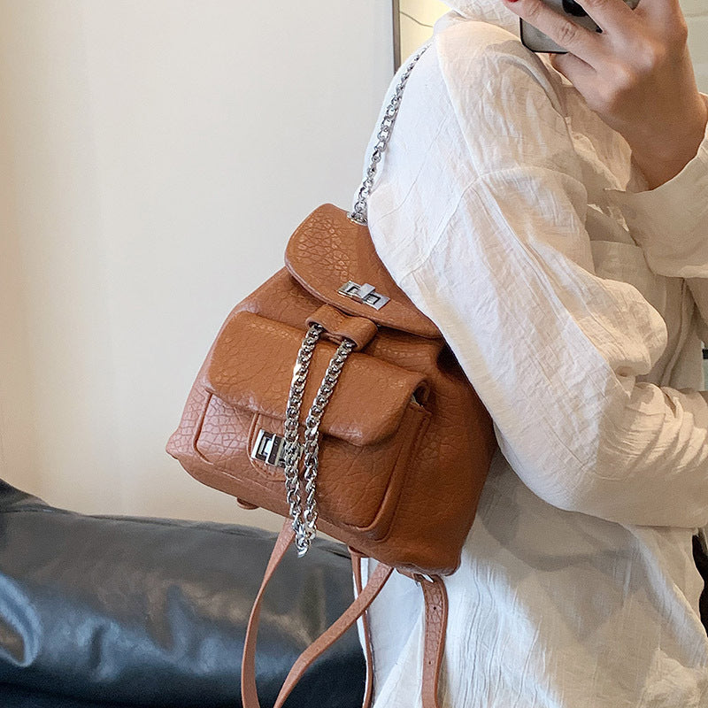 Diamond Pattern  Chain Small Backpack