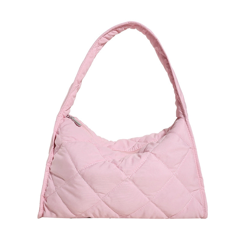 Women's Medium All Seasons Nylon Solid Color Basic Square Zipper Shoulder Bag Underarm Bag