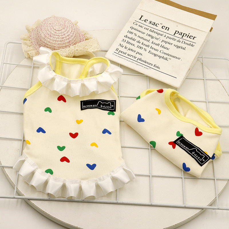 Colorful Little Heart Dog Cat Dress/Vest