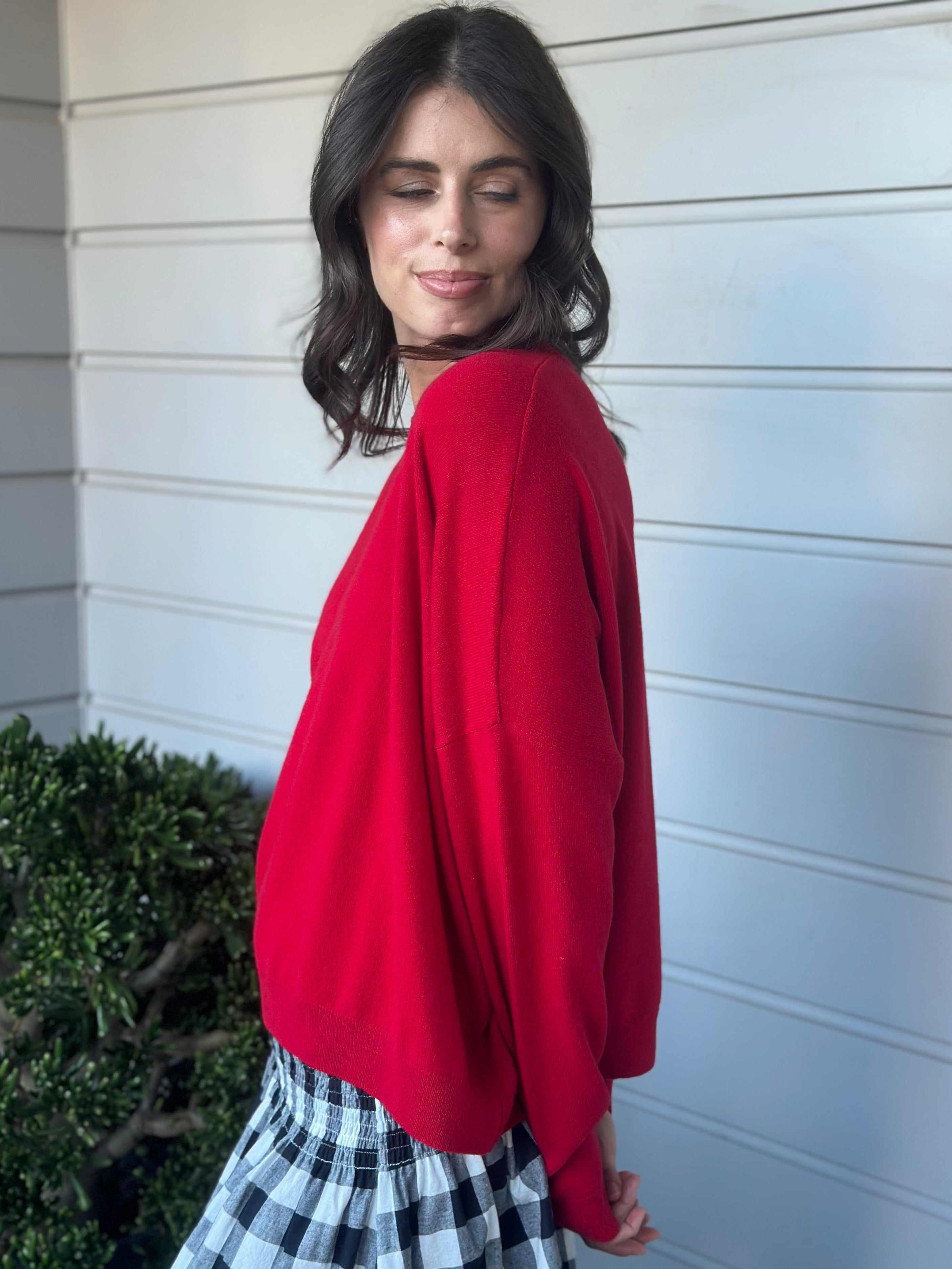 cassie crew neck knit -winter red cashmere