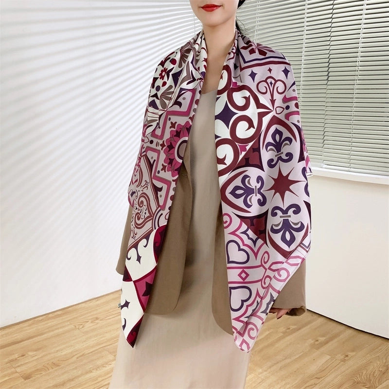 Women's Elegant Minimalist Plant Polyester Silk Scarf