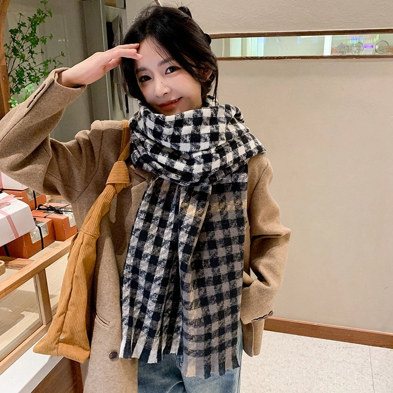 New Contrast Color  Scarf Women's Casual Fashion Texture Shawl National Fashion Warm Scarf
