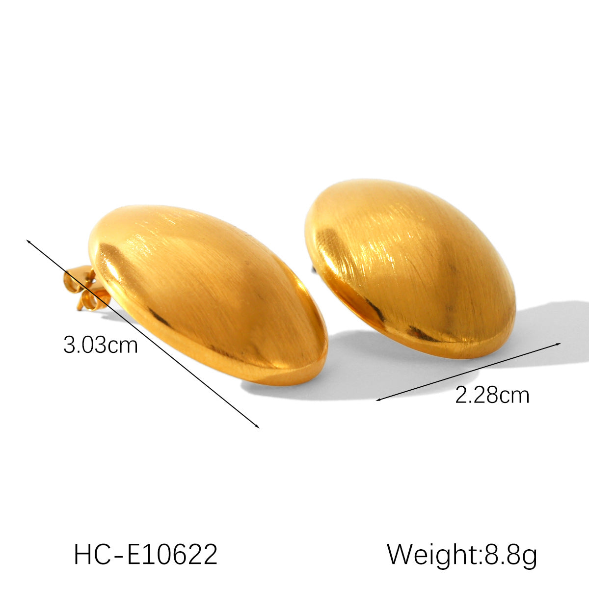 Oval Brushed Stainless Steel Earrings For Women Niche Design Titanium Steel Earrings Earrings