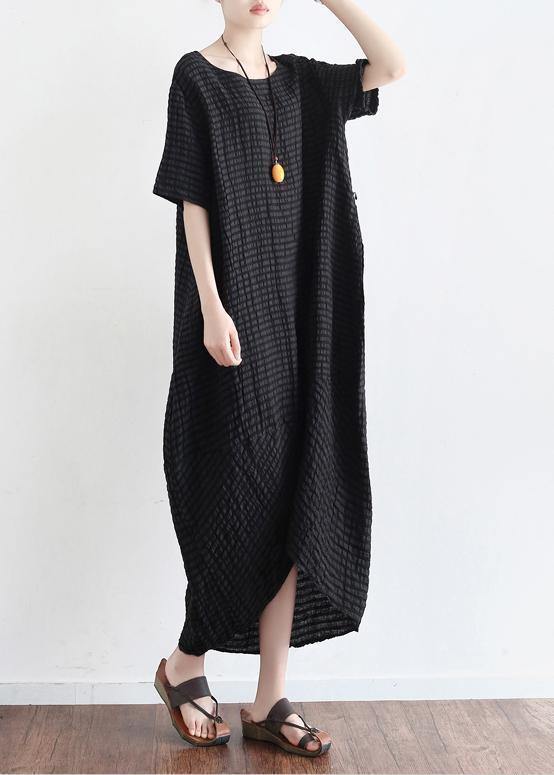 Elegant o neck linen clothes Tutorials black Dress summer