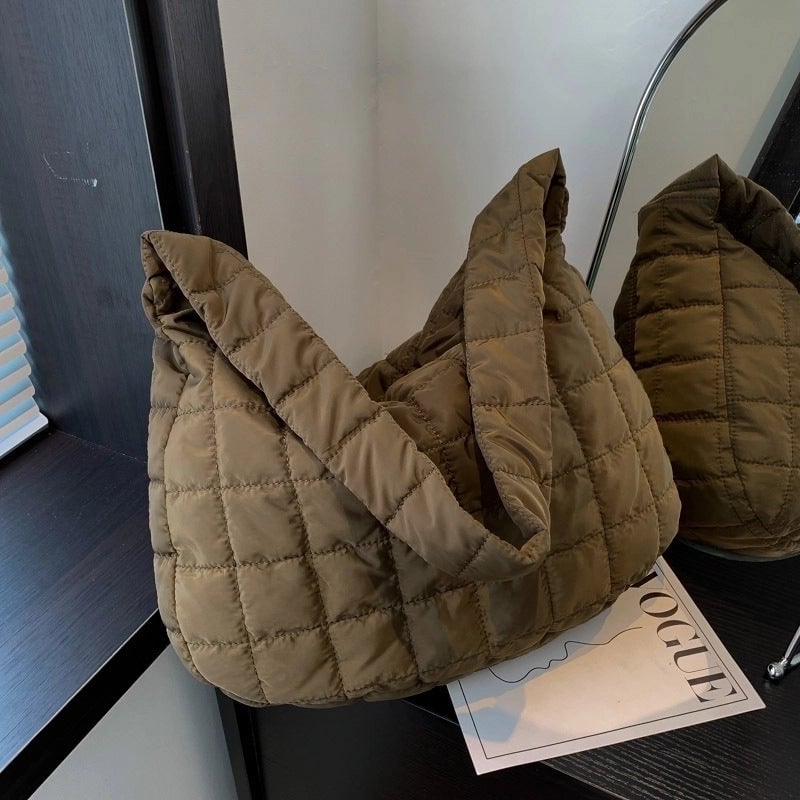 Women's All Seasons Cotton Solid Color Streetwear Square Zipper Shoulder Bag