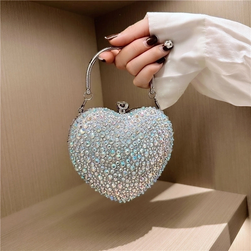 Women's Small Arylic Solid Color Elegant Classic Style Heart-shaped Hook Loop Evening Bag