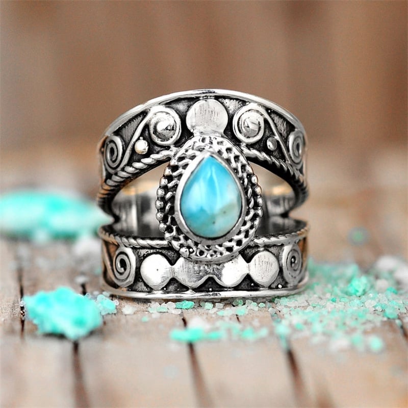 🔥 47% OFF🎁Turquoise Drop Openwork Ring