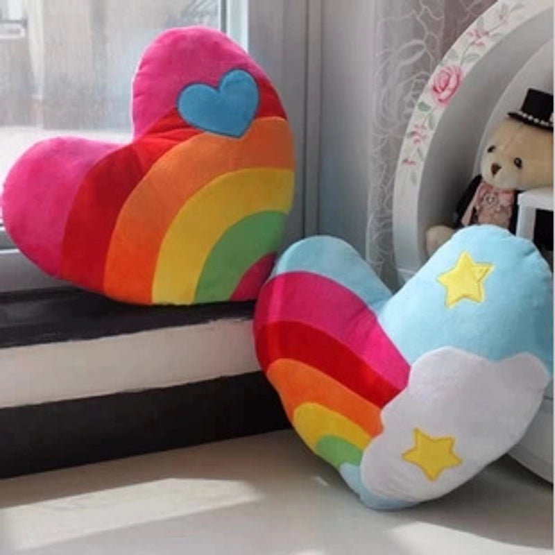 Cute Rainbow Star Heart Shape Plush Throw Pillow Couch & Sofa Decor
