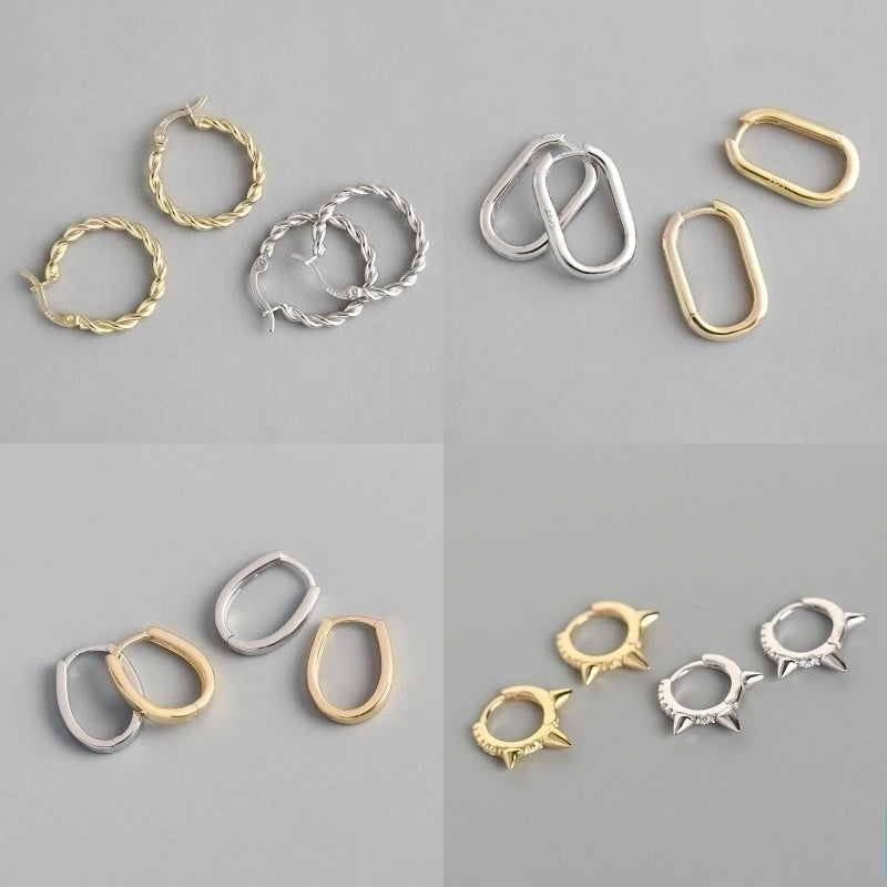 2 Pieces Minimalist Geometric Copper Plating Ear Studs 1 Pair