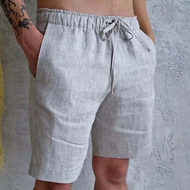 8-PACK Men's Linen Shorts Summer Shorts