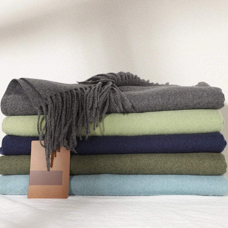 Solid Color Prickly Wool Scarf Women's 300g Ge Run Si Imitation Cashmere Thickened Scarf Japanese Style Plain Scarf For Autumn And Winter