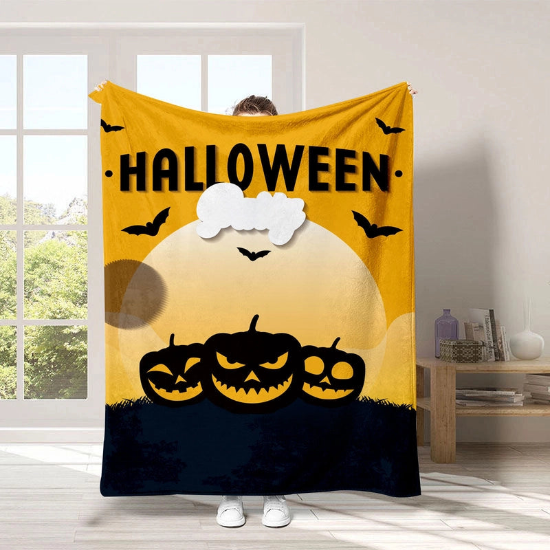 Halloween Cute Pumpkin Letter Bat Polyester Blanket Couch & Sofa Decor