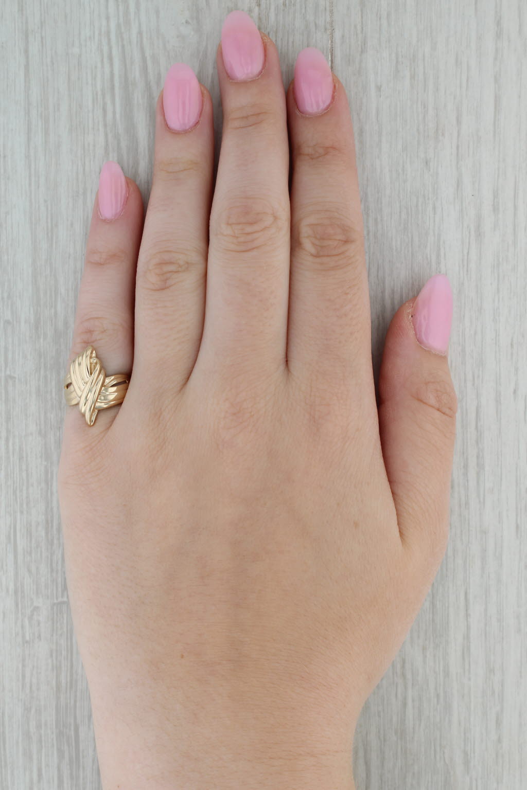Knot Work Bypass Ring 14k Yellow Gold Size 5.5