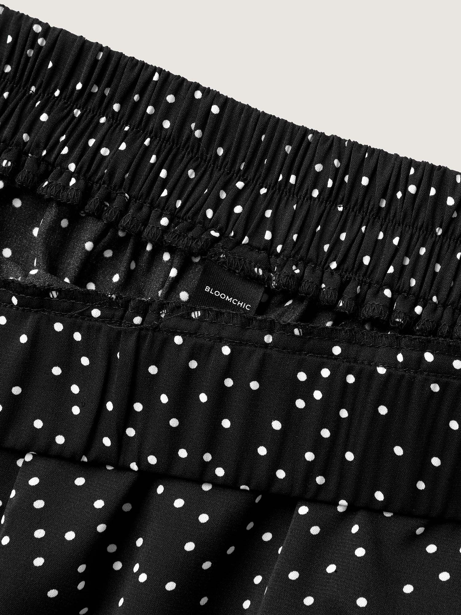 Little Dots Asymmetrical Hem Slit Pants