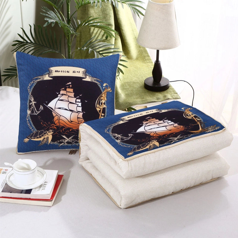 Pillow Quilt Dual-use Two-in-one Four-season Universal Car Thin Cushion Sleeping Blanket Activity Gift Printing
