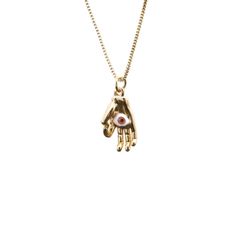 Retro Copper Gold  Plated Palm Necklace