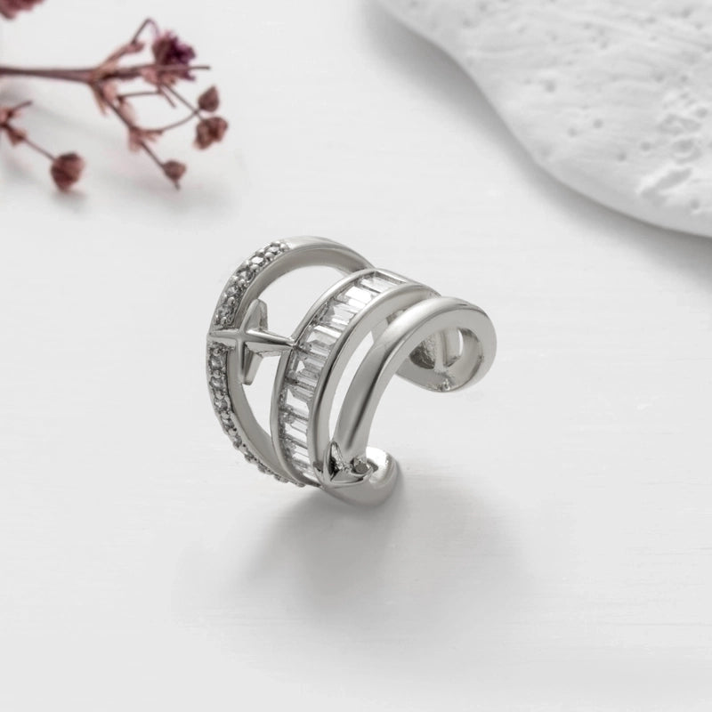 1 Piece Ear Cartilage Rings & Studs Cute Cool Style Geometric Heart Shape Copper Plating Inlay Zircon