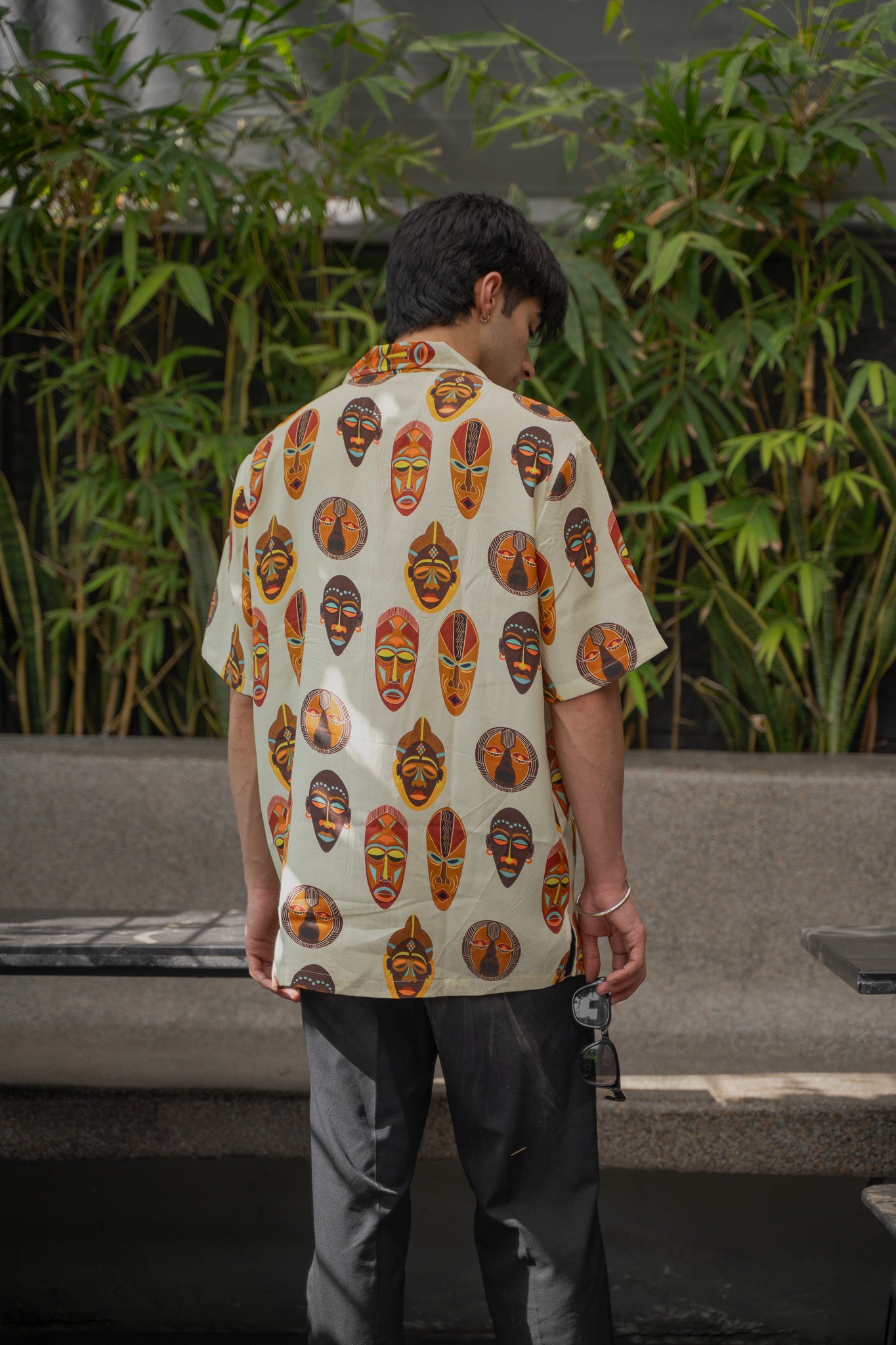 Tribal Faces Yellow Oversize Shirt