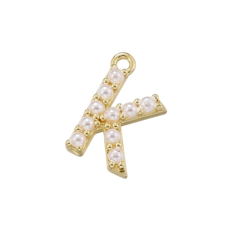 Casual Elegant Minimalist Letter Copper Plating Inlay Artificial Pearls 18k Gold Plated Charms