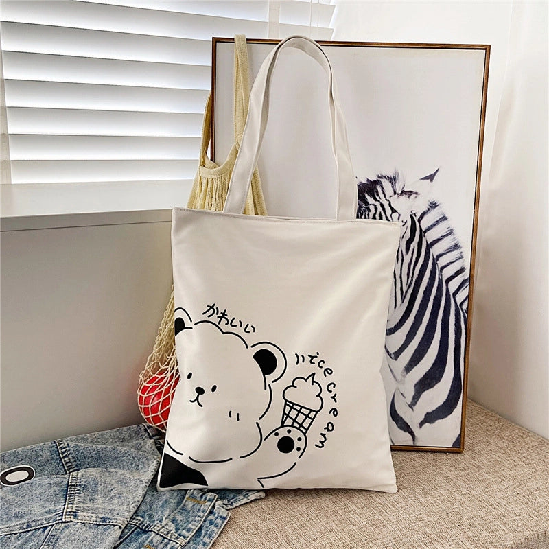 Women's Preppy Style Letter Oxford Cloth Shopping Bags