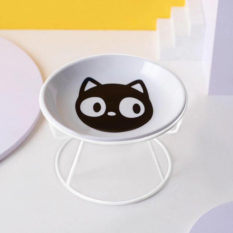 Pet Ceramic Bowl Cat Plate High Cat Food Plate Snack Plate Canned Plate Anti-cervical Spondylosis Anti-overturning Cat Bowl