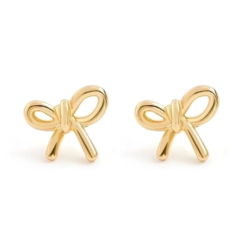 Modern Style Minimalist Bow Knot Copper Handmade Plating 18k Gold Plated Jewelry Set