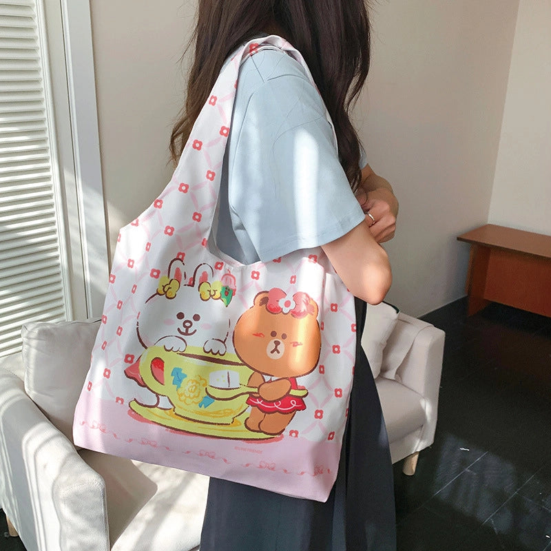 Women's Large Polyester Animal Letter Elegant Cute Streetwear Square Magnetic Buckle Tote Bag