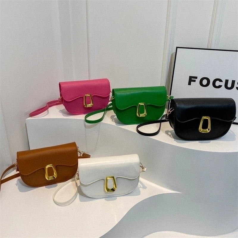 Women's Pu Leather Solid Color Elegant Flip Cover Shoulder Bag