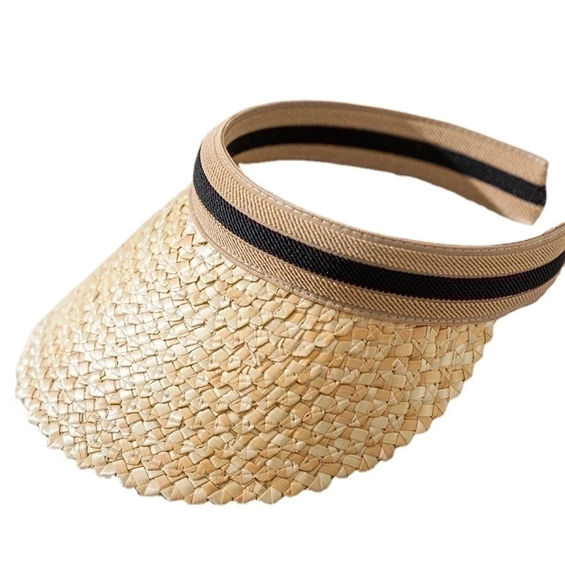 Women's Minimalist Commute Color Block Flat Eaves Straw Hat