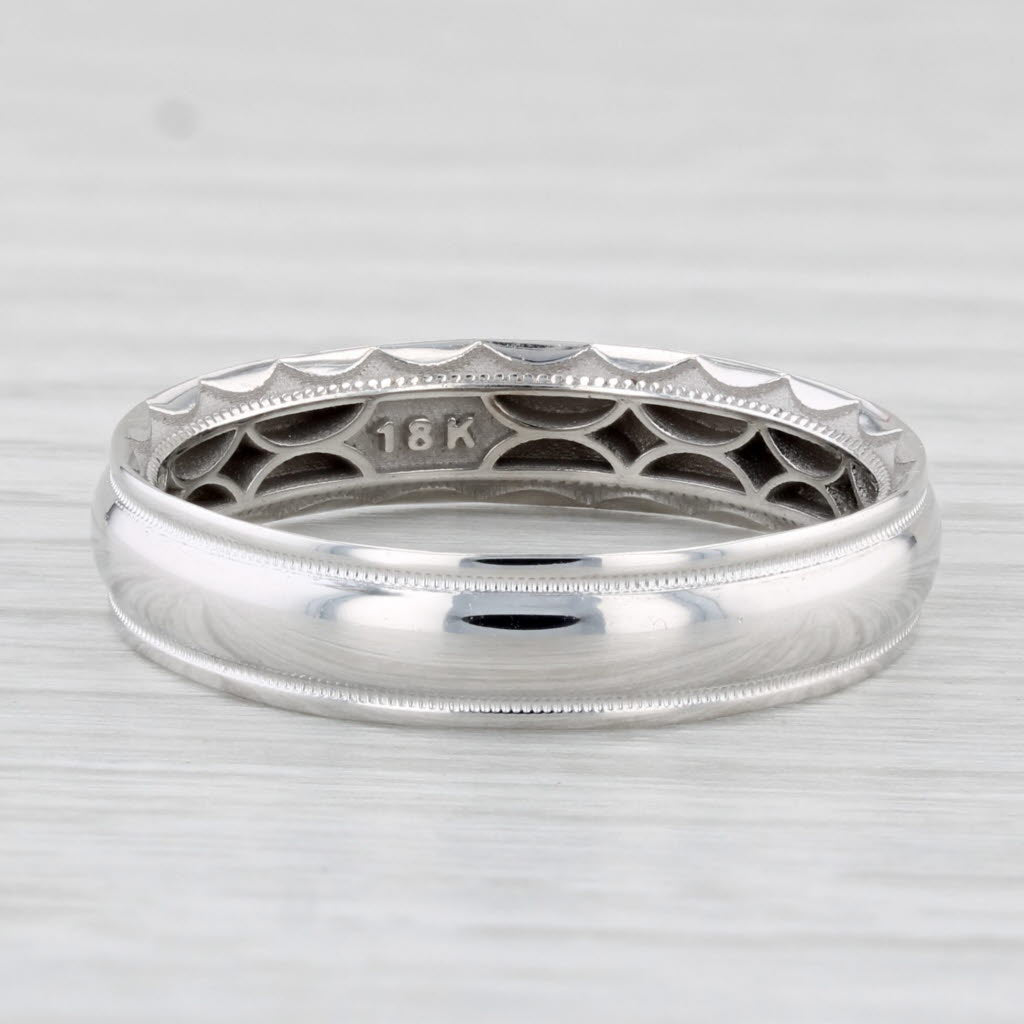 New Tacori Men's Wedding Band 18k White Gold Size 10.5 Ring Ridged Edge