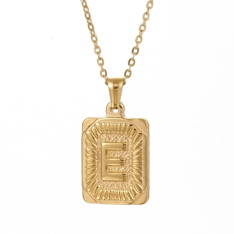 Retro Letter Square Stripe Stainless Steel Plating Necklace 1 Piece