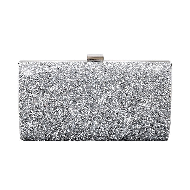 Silver Pu Leather Solid Color Square Evening Bags