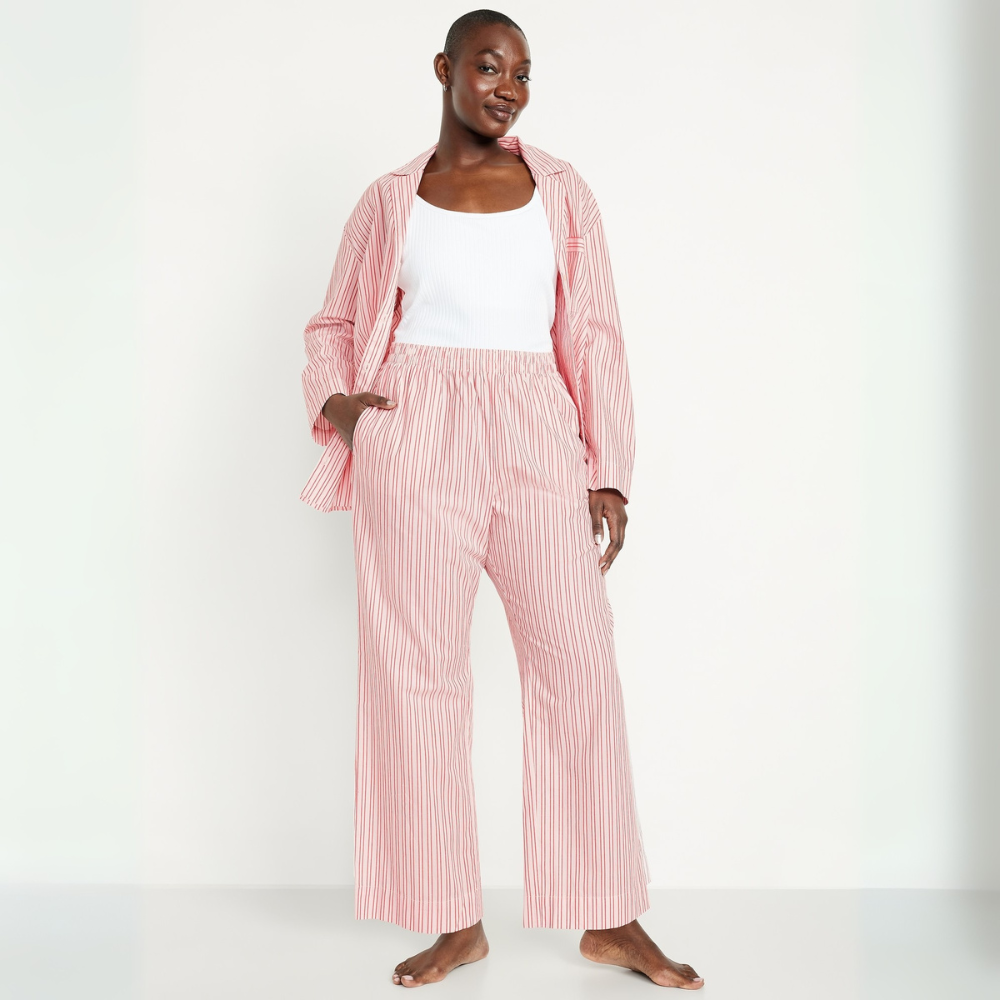 High Rise Printed Poplin Pants