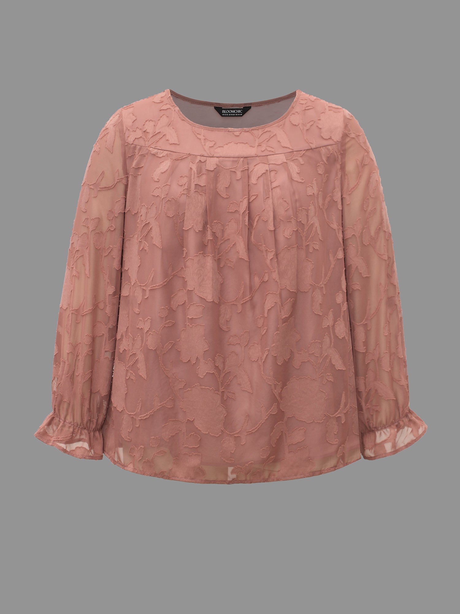 Silhouette Floral Textured Lantern Sleeve Blouse