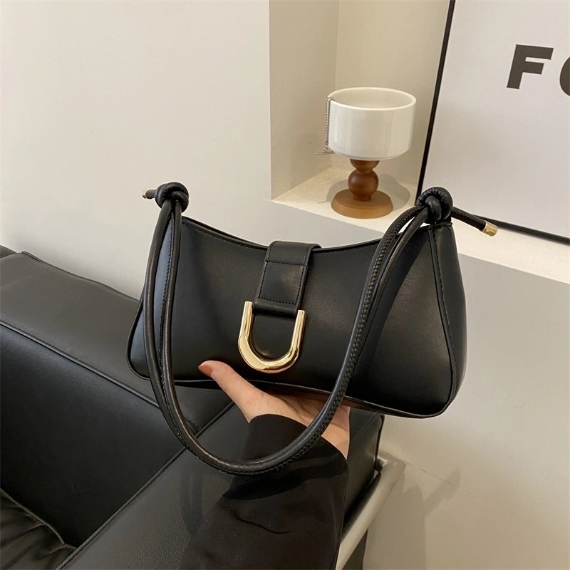 Women's Pu Leather Solid Color Classic Style Zipper Shoulder Bag