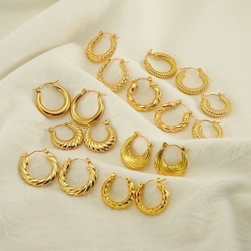 1 Piece Minimalist Classic Style Solid Color Polishing Plating Stainless Steel Titanium Steel Titanium Steel 18K Gold Plated Earrings