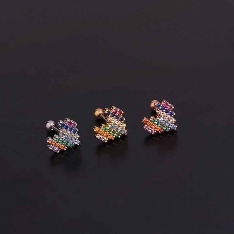 Ear Cartilage Rings & Studs Heart 316L Stainless Steel  Inlaid Zircon