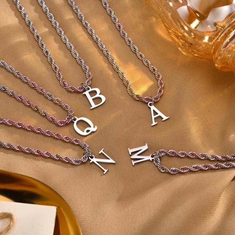 Minimalist Letter Stainless Steel Gold Plated Pendant Necklace